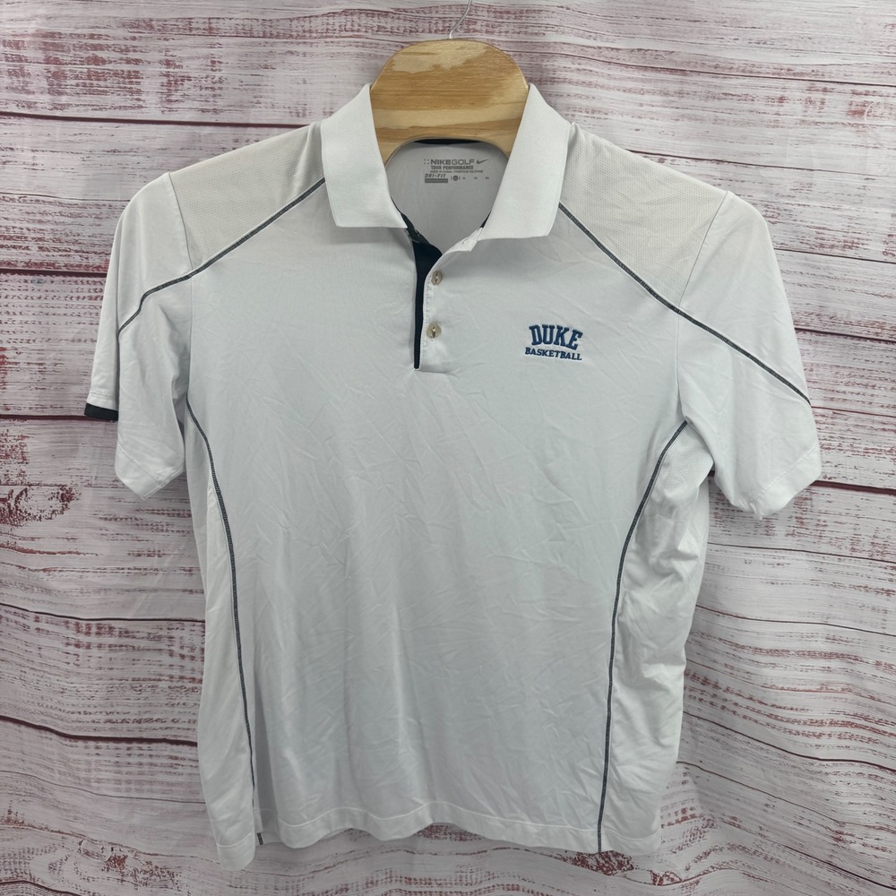 Nike Golf Duke Basketball Polo Shirt Mens XL White Dri-FIT Tour Performance